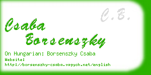 csaba borsenszky business card